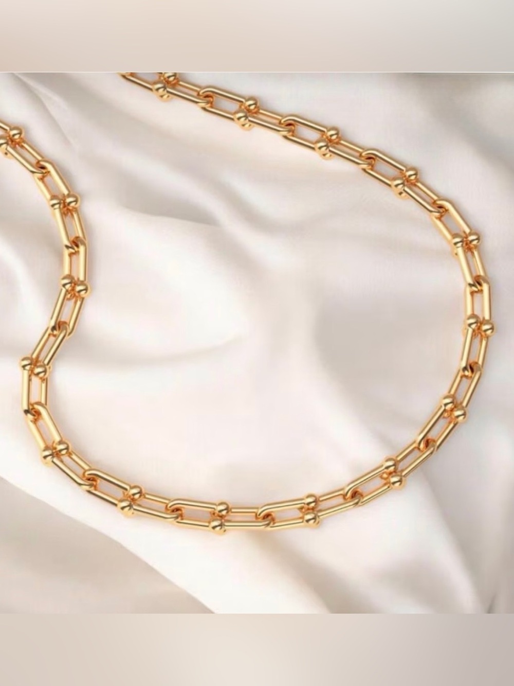 U Shape Graduated Gold Link Chain Necklace - Jewelry